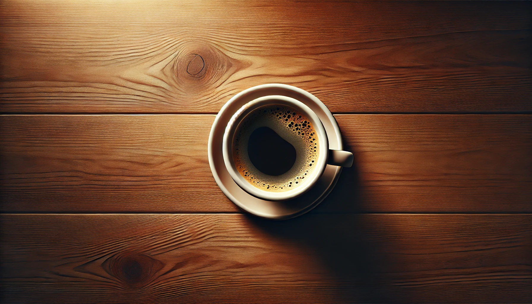 Kaffeetasse auf Holztisch
